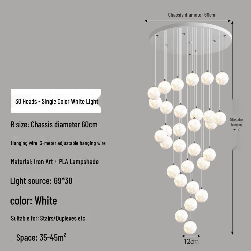 Modern Minimalist Moon Planet Staircase Pendant Chandelier for Duplex Villa Living Room