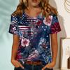 Women's Fashionable Casual Round-neck Printed Short-sleeved T-shirt Top