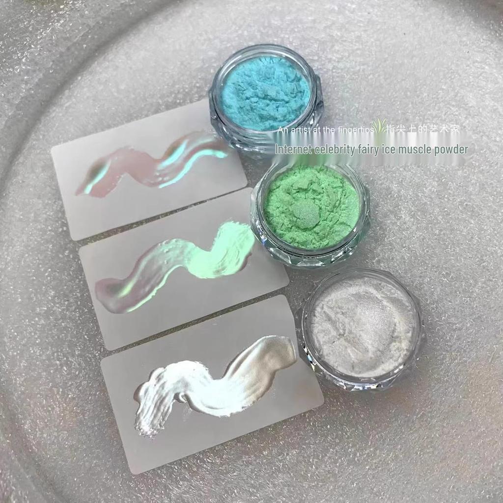 Aurora Nail Art Ice Skin Powder Highlighter Set – 9 Translucent Glitter Colors