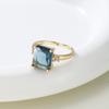 6-10 Size Trendy Blue Color Square Inlaid Zircon Ring, Suitable for Women's Daily Holiday Party Jewelry Gifts