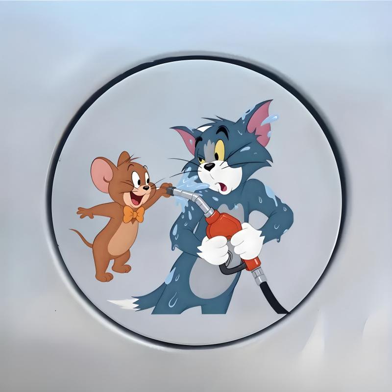 Adesivo Scatola Tappo Olio Auto Cartone Animato Tom & Jerry - Design Carino Transfrontaliero per Decorazione