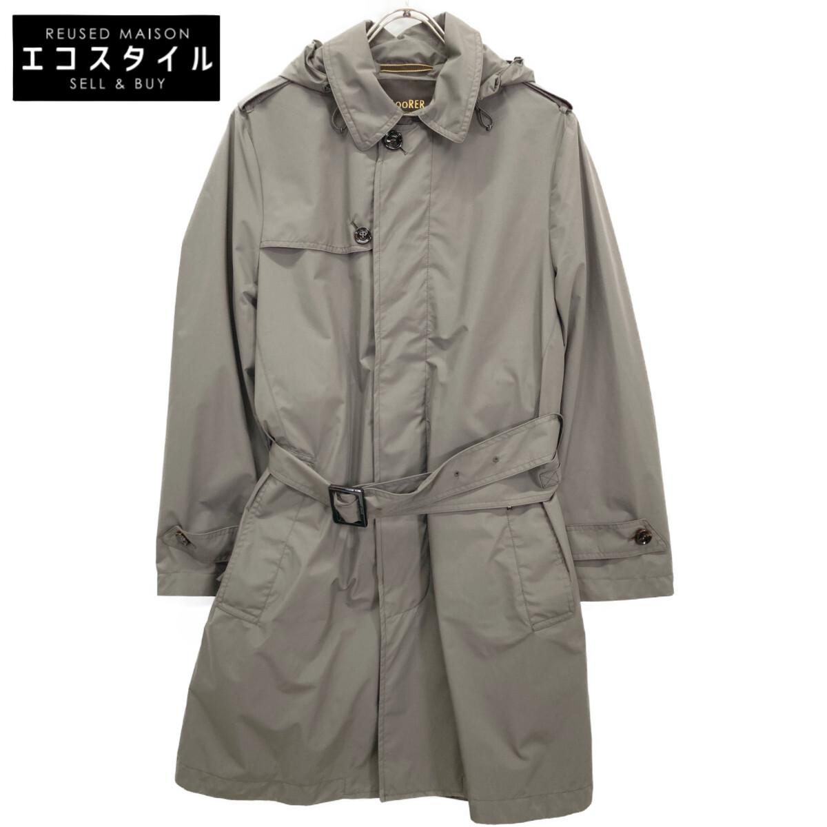 

MOORER Brown PREZ-STP Hooded Single Trench Coat Spring Coat coat 46 BrownUsed