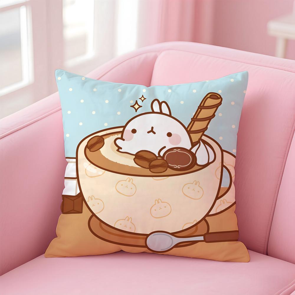 Cute Coffees Style Printed Patterns Cushion Cover Pillowcase Short Plush Invisible Zipper Room Sofa Cushion Cover