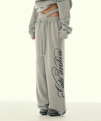Gillaakaibeu Cut-Out Double Waist Sweat Pants_Grey