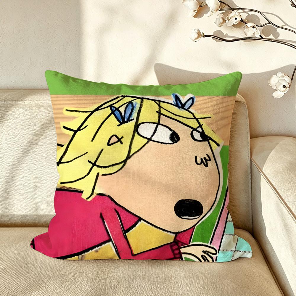 Anime CCharlie aand LLola Cushion Cover Pillow Case Antidustmite Pillowcase Silky Short Plush Sofa Cushion Cover hot