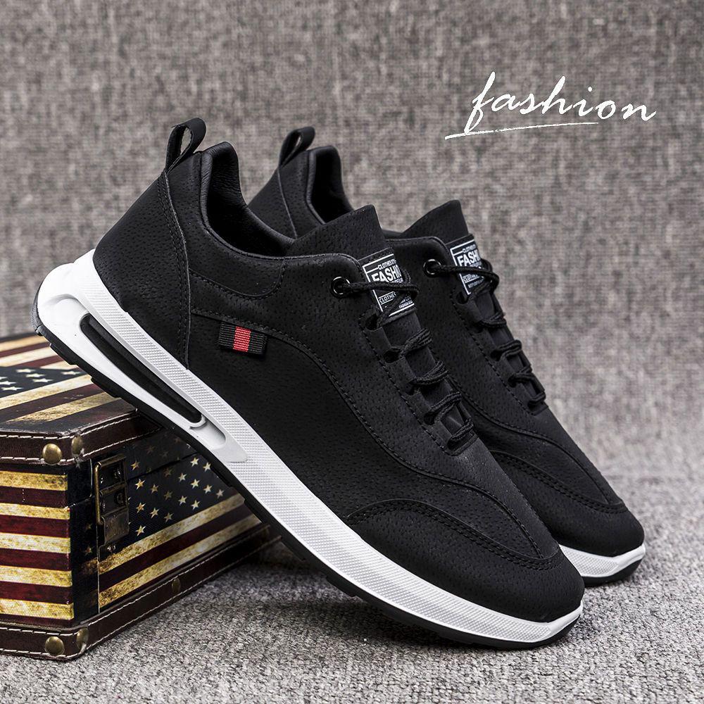 2025 Spring Men's Leather Casual Sports Shoes, Korean Style Versatile Dad Sneakers, Running & Student Footwear