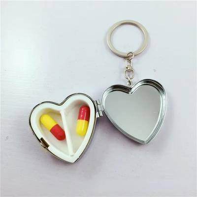 New Heart-Shaped Small Pill Box Candy Box Keyring Storage Holder Medicine Case Portable Medicine Organizer Container