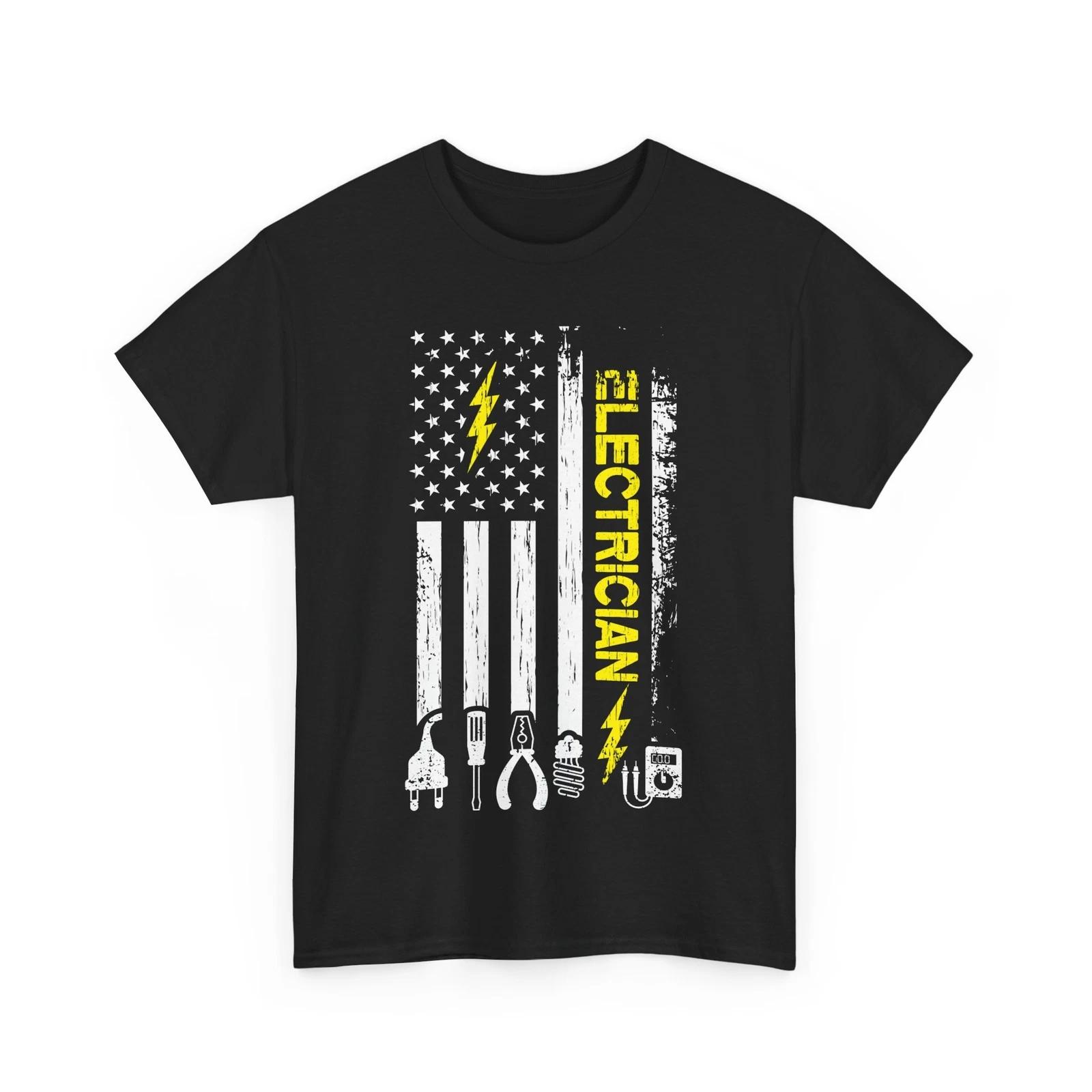 Футболка с американским флагом для инженера-электрика, мужская футболка электрика-мастера, для папы 4XL