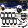 8Pods Pure White LED Rock Lights Kit with Switch Wiring Harness Extension Wire, 6500K 15LEDs Neon Underglow Light Waterproof Fender Lights for Car