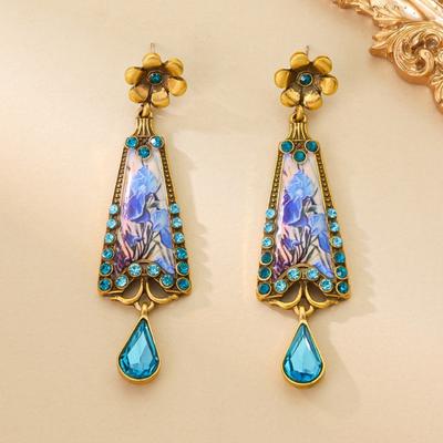 Vintage Heavy Industry Enamel Painting Light Luxury Zirconium Inlaid Ethnic Style Elegant Temperament Women's Earrings