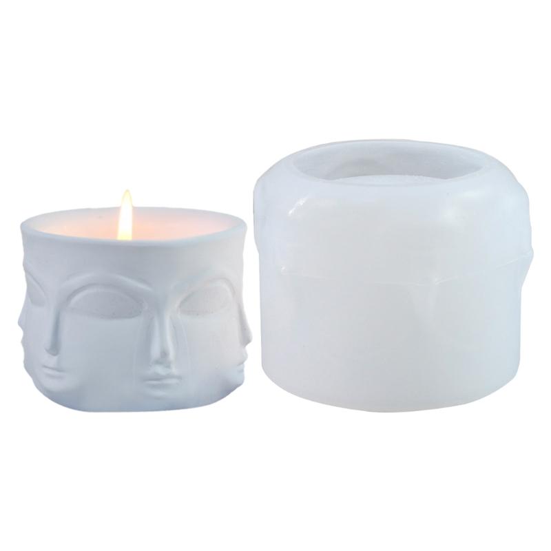 

Silicone Candle Cup Molds Gypsum Human Faces Candle Holder Mould Succulent Pots Mold Stylish Home Decorations Moulds 1