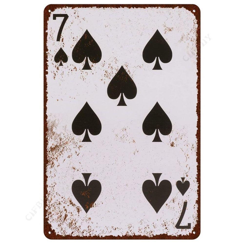Spelkortsposter på väggen, metallplatta 20x30cm