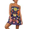 European, American summer bohemian style positioning printing sleeveless suspender short dress women