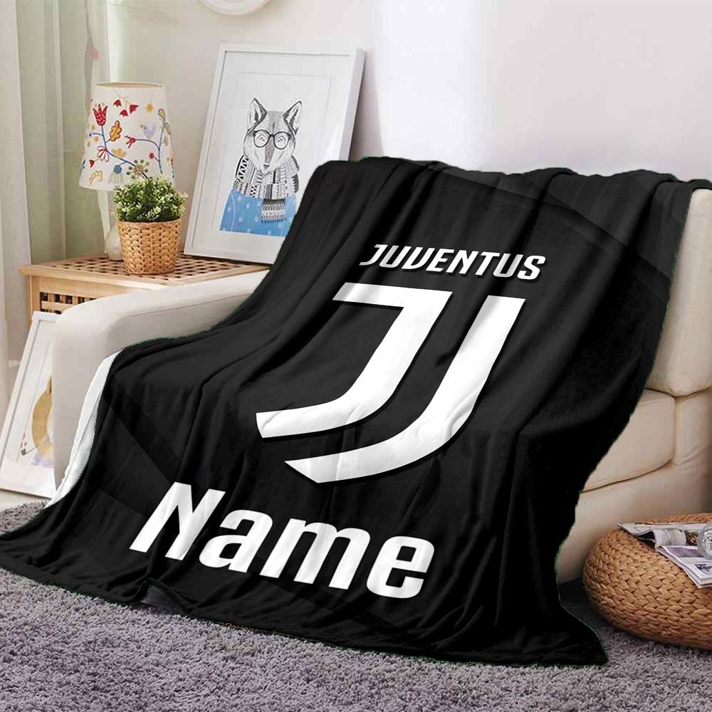 Custom Name Juventus Football Club Theme Printed Blanket Perfect For Couch Bed Travel Outdoor Use Machine Washable Cozy Durable