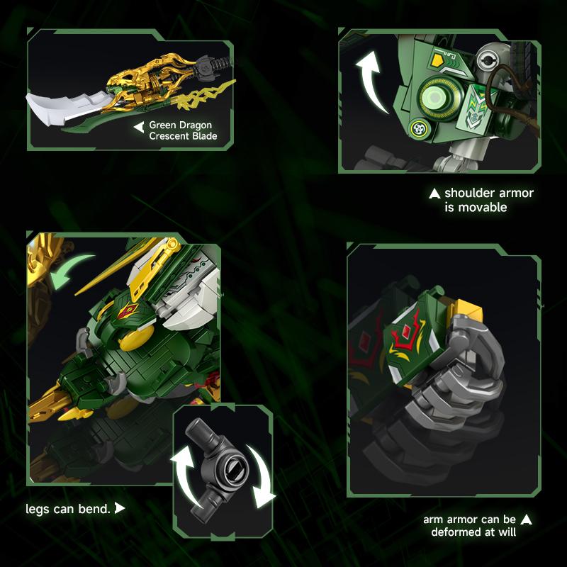 Big Superhero Mecha Building Blocks Green Dragon Robot Bricks DIY Construction Figure Toy for Kids Boys Christmas Birthday Gift