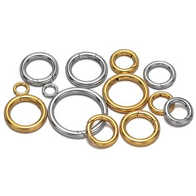 2pcs Stainless Steel Clasps Round Ring Lobster Clasps Hooks Connectors DIY Jewelry Making Necklace Chains Supplies Accessories