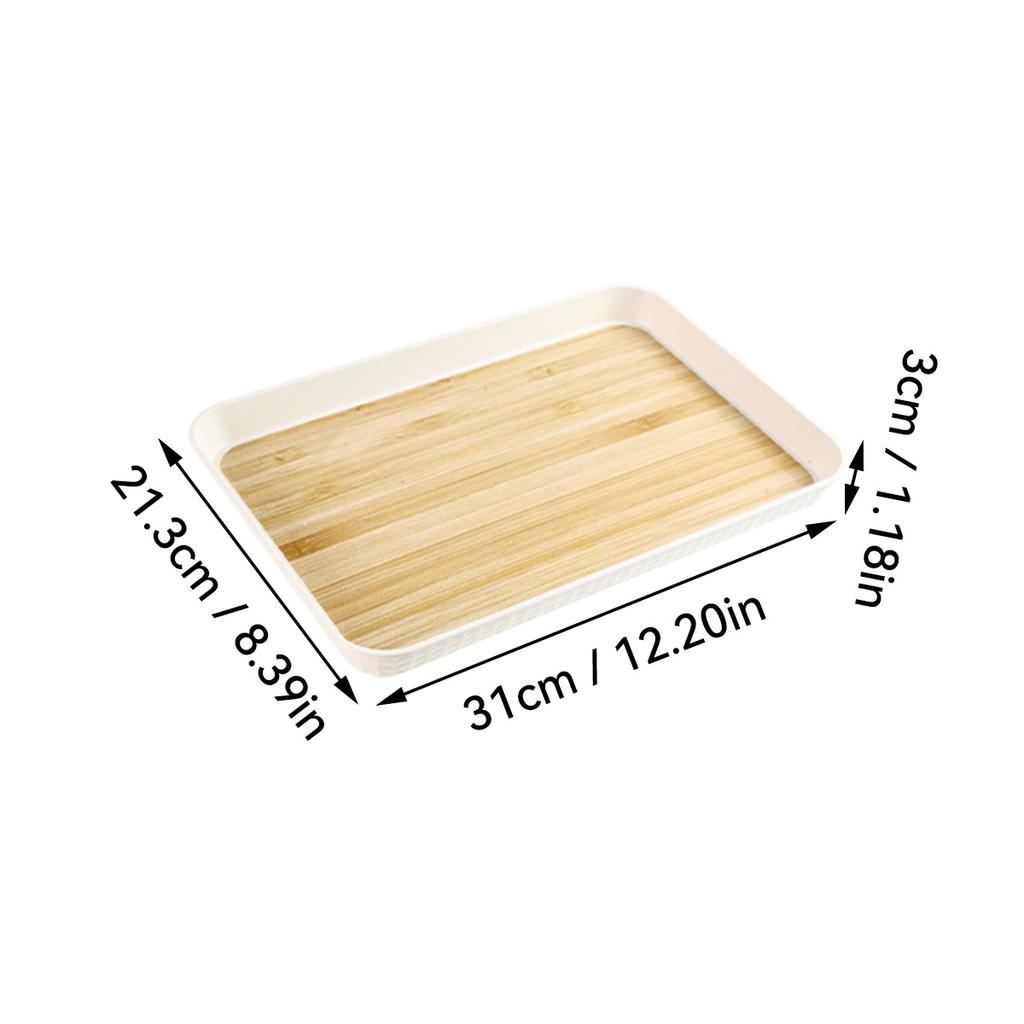 Stackable Plastic Serving Tray Wood Grain Food Trays for Eating Anti-Slip Coffee Tea Tray Serving Dishes Kitchen Tableware