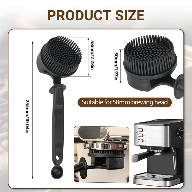 A25F-For Coffee Machine Group Head Silicone Cleaning Brush 58MM For Espresso Machines, 360° Design