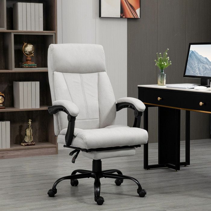 Siège de bureau, fauteuil de direction ergonomique avec repose-pieds réglable en hauteur, gris clair