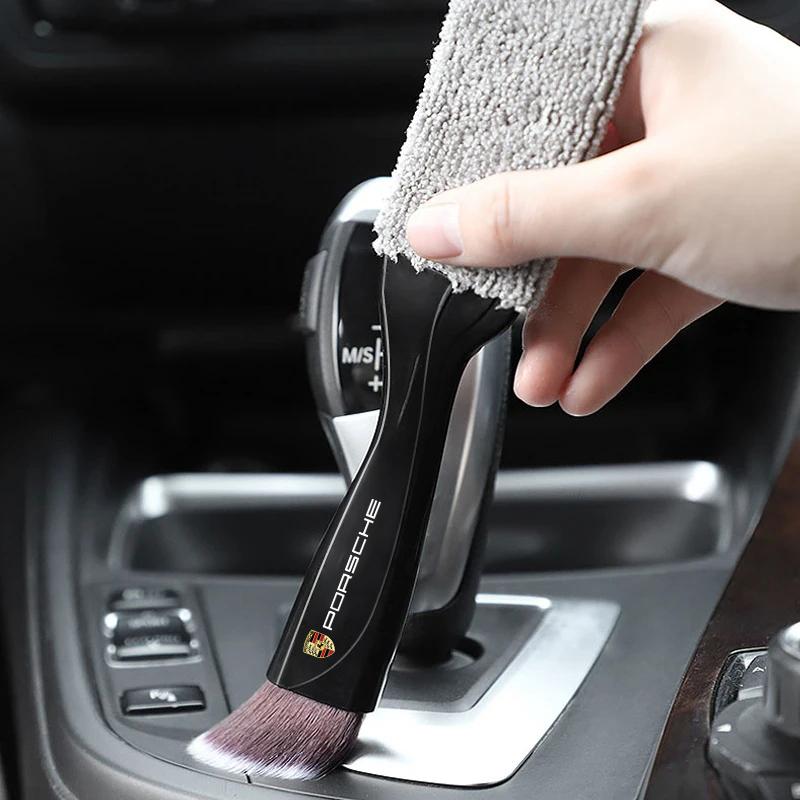 2 In 1 Car Interior Dust Tool Cleaning Brush Accessories For Porsche Cayenne Panamera Macan 911 718 Taycan Boxster Cayman 918