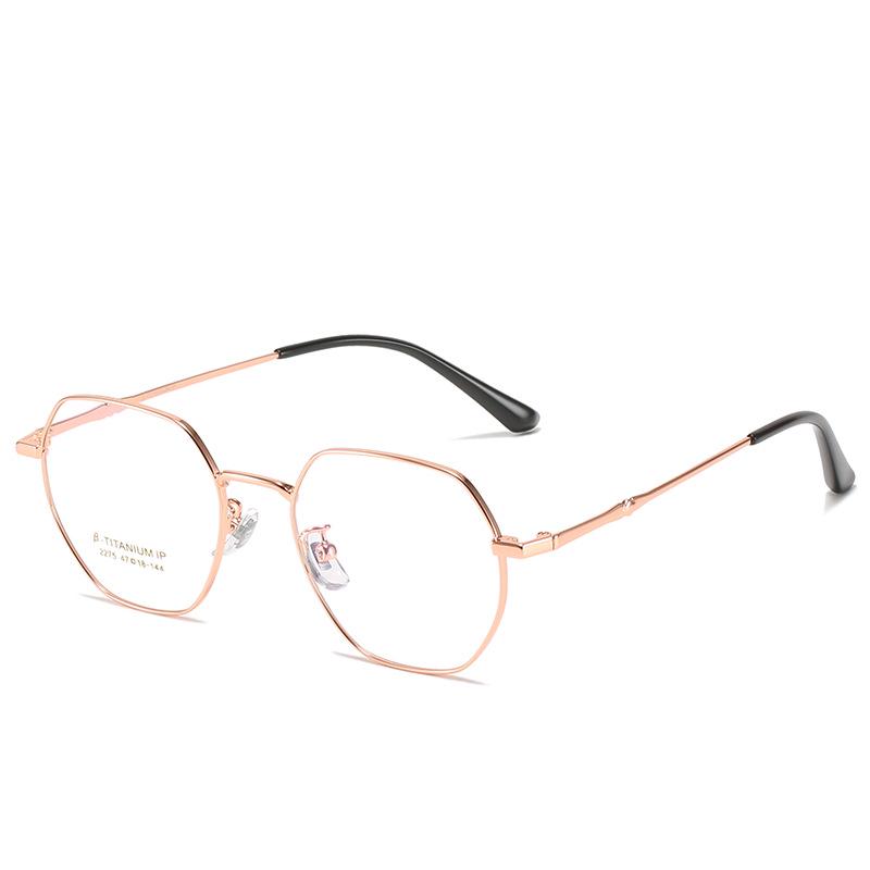 Unisex Polygonal Titanium Eyeglass Frame for High Prescription Myopia with Anti-Blue Light (Model 2275)