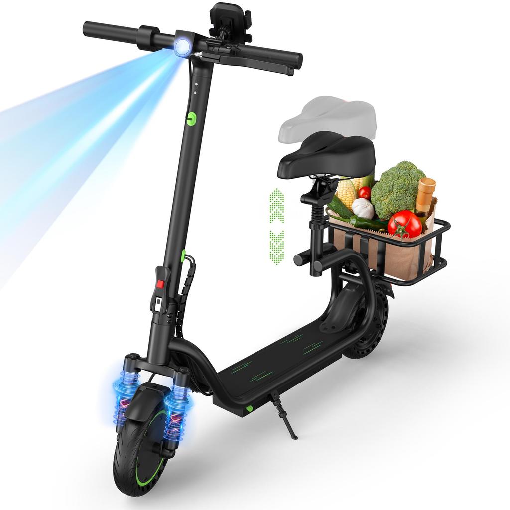 AOVOPRO H2PRO 350W Electric Scooter 8.5 Inch Wheel With Seat & Basket 19 Miles