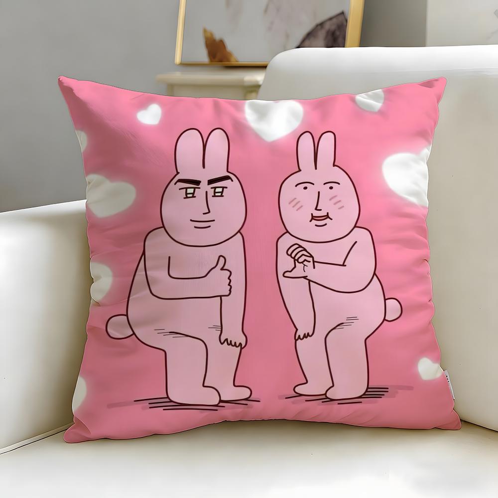Klassische Cartoon-Freund Hase Kissenbezug Weich Leicht zu Waschen Kissenhülle Vielseitig für Sofa Bett Reisen und Büro