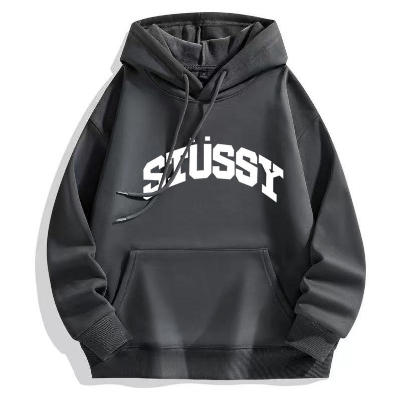 

Stussy 2024, осенне-зимняя мужская и женская утолщенная и бархатная утепленная хлопковая толстовка с классическим принтом и буквенным принтом высокого качества