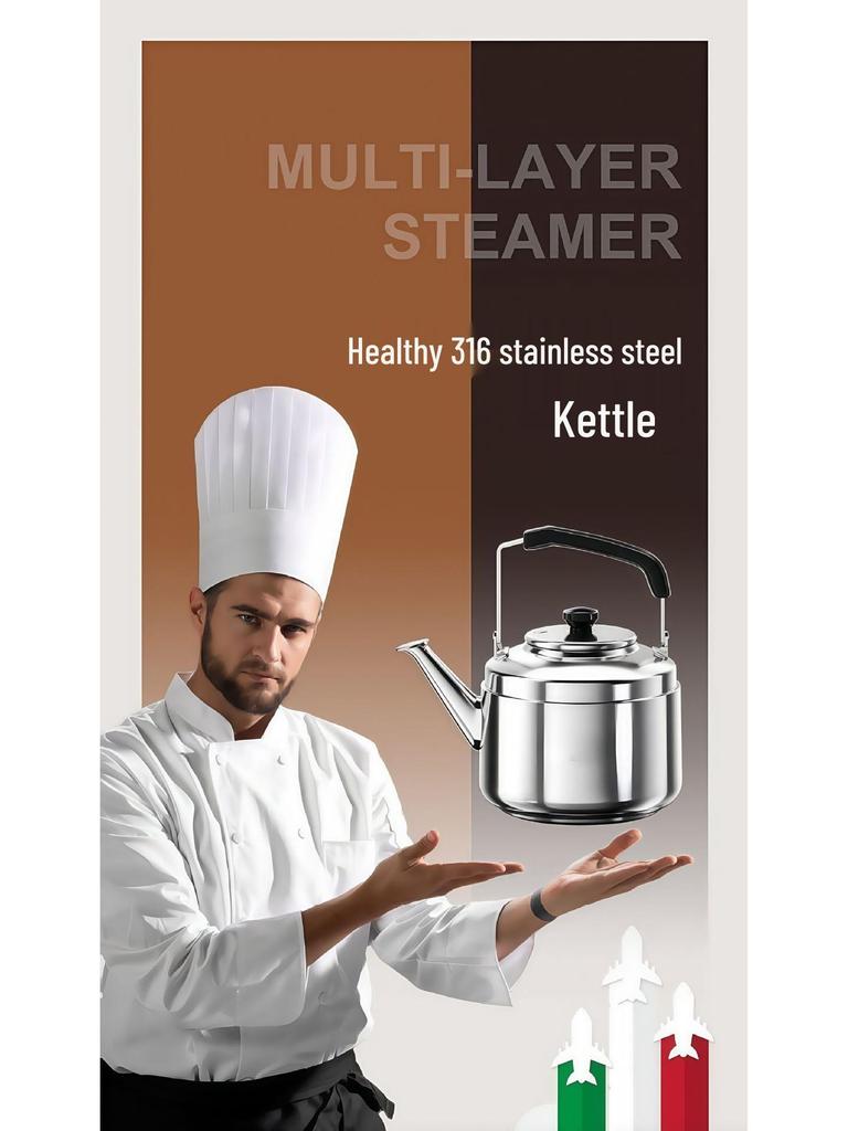 2025 Extra Thick 316 Stainless Steel Whistling Kettle, Large Capacity for Open Flame and Gas Stove