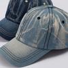 Solid color retro denim washed baseball cap pure cotton soft top curved brim cap