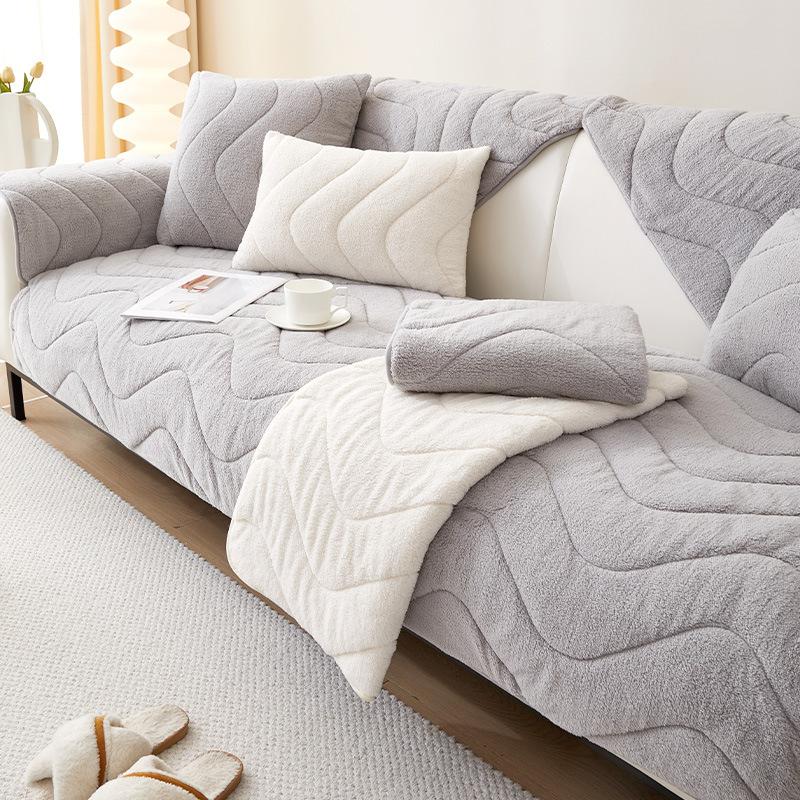 Nordic Quilting Wave Sofa Cover for Living Room Non-Slip Thick Plush Couch Cushion Mat Corner Sofa Cover Sofas Towel Home Decor