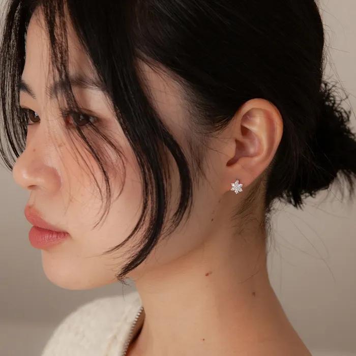 [silver925] snow flower cubic earring