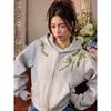 HACR's Harshandcruel New Chinese Style Florals Garland Embroidery Short Girls Hooded Cardigan Sweater