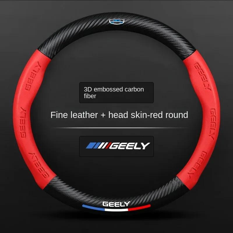 Für Geely Geometry C Monjaro Coolray Tugella GX3 Atlas Emgrand EC7 GC6 GC9 CK EC8 Carbonfaser Leder Auto Lenkradabdeckung