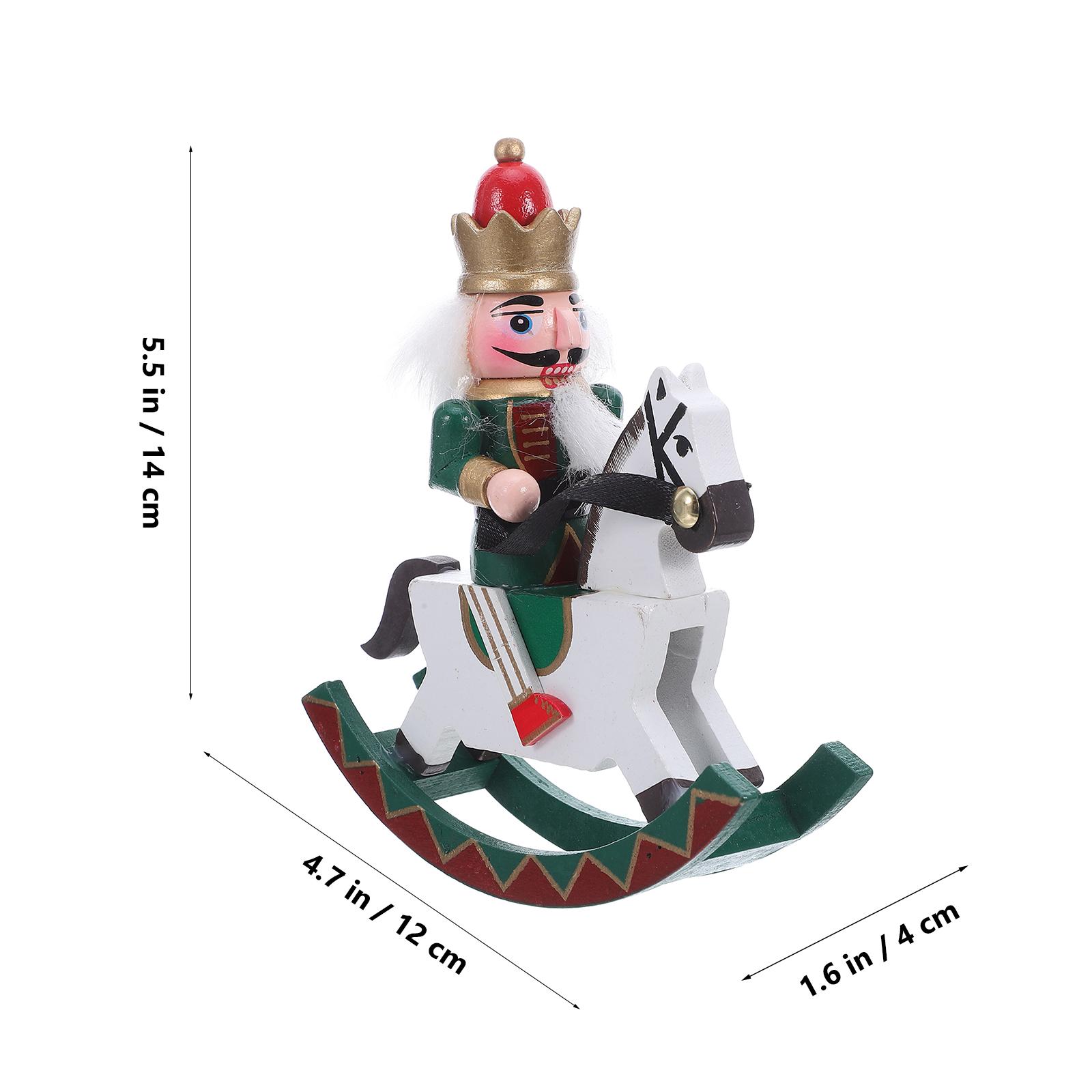 

Nutcracker Decor Wooden Nutcracker Figurine On Rocking Horse Christmas Decor For Holiday Table Centerpieces Xmas Tree Ornament зелёный
