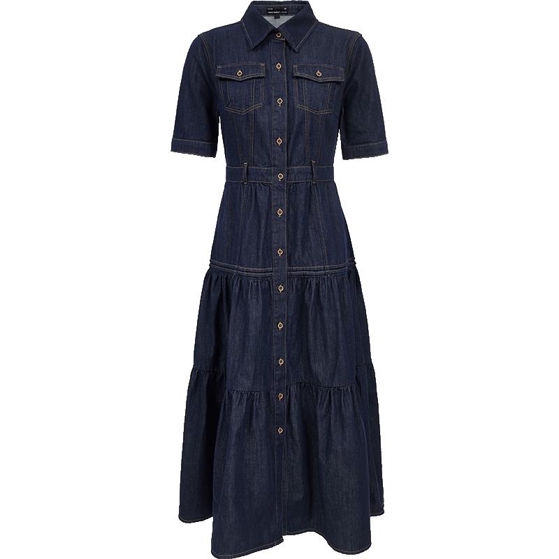

VEROMODA 2025 Summer High-Waisted A-Line Denim Dress M