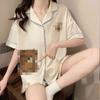 Japanese-style Unprinted Style Summer Fresh Cotton Pajamas Women's Short Sleeves 1011 New Loose Outer Loungewear Suit