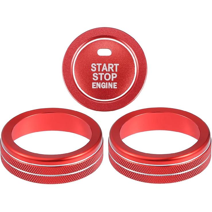 

4 Pcs AC Climate Control Knob Rings Compatible for Toyota Highlander 2020-2022, Durable Aluminum Alloy Red Interior Air Conditioning Knob Ring Cover красный