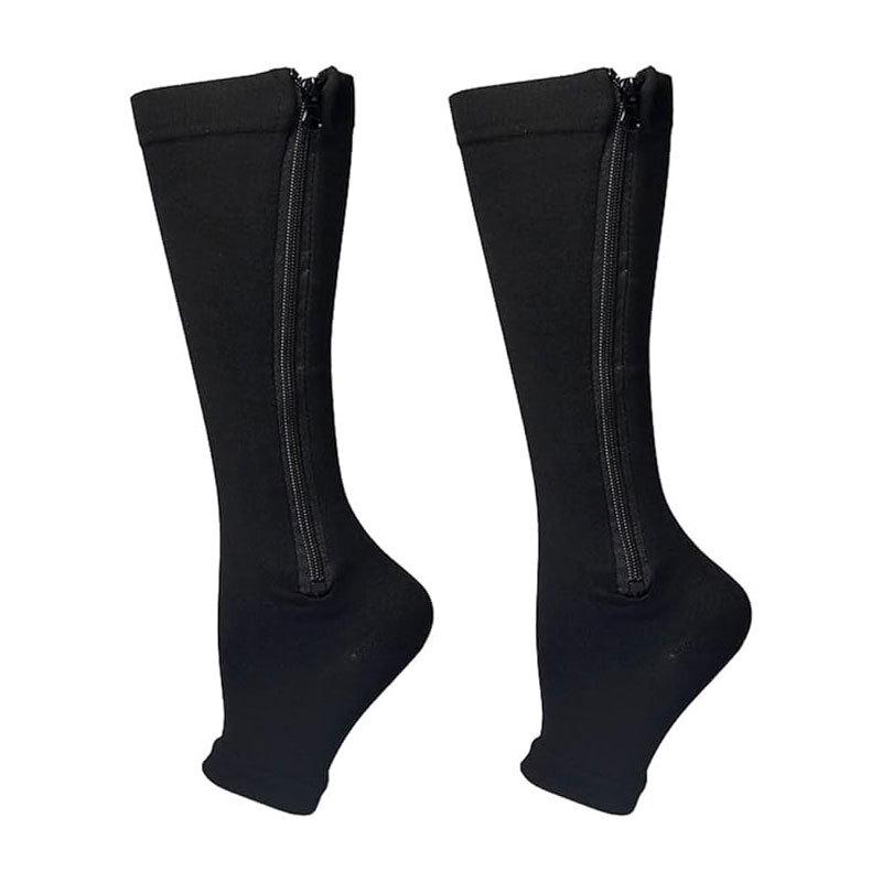 Unisex Open-Toe Knee-High Compression Socks, Double Set, Non-Slip Sports Pressure Socks