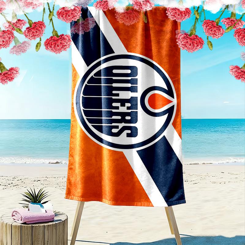 Edmonton Oilers Print Beach Towel, Large Soft Quick Dry Towel for Beach Camping Swimming