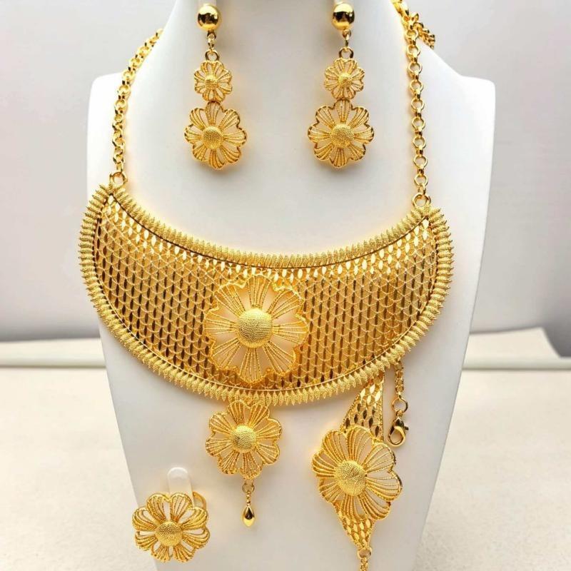Middle East Jewelry Dubai Saudi Jewelry Bridal Necklace Earrings Ring Bracelet Four-piece Jewelry