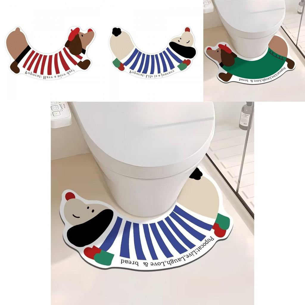 Cartoon Dachshund Dog Bathroom Mat With Absorbent Silicone Diatom Mud Non Slip For Home Use