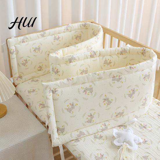 Washable Baby Bed Protection Cotton Crib Bumper Pad for Newborns, Anti-collision Breathable Fixed Quilting Liner Liner, Easy Install Soft Protective