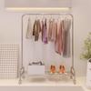 Women's Clothing Store Stainless Steel Display Rack with Wheels - Floor-Standing, Fashionable, Simple Design
