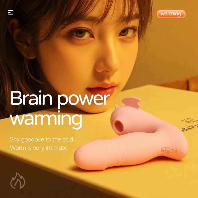 APP Control Ropa Interior Vestible 9 Modos de Vibración y Succión Vibrador Dildo Telescópico Estimulador de Empuje Calefactor Juguete Sexual para Mujeres