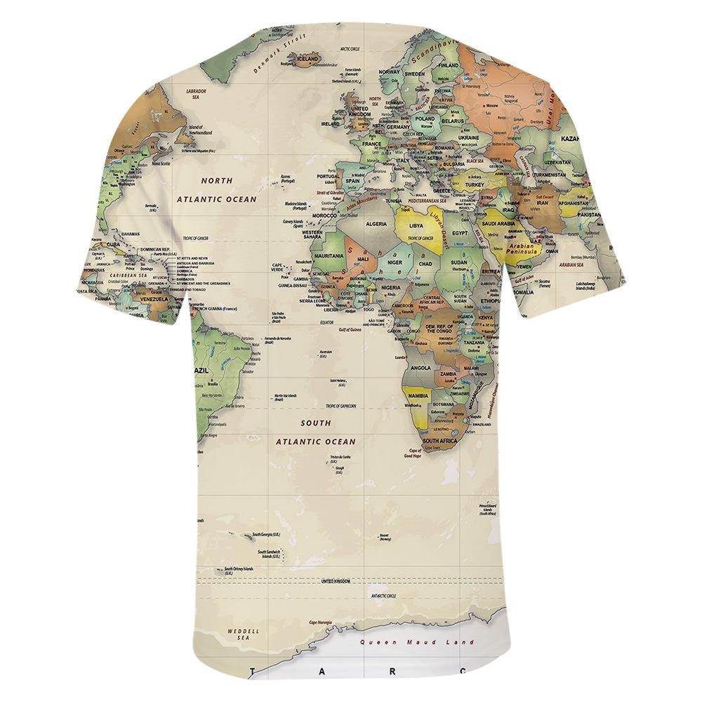 Casual Boys Girls 3d Printed World Map T-shirts Kids Hot Sale Unisex Short Sleeve Tops Children's Clothing