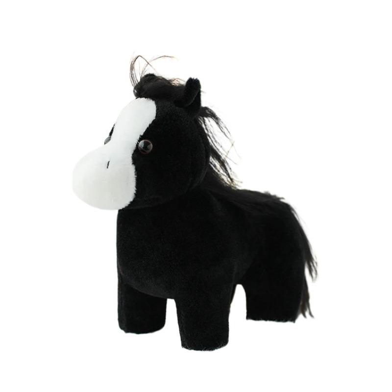 Simulation Cute Horse Plush Toy Stuffed Animal Toy Brown White Black Soft Realistic Horse Toy Home Decoration Kids Birthday Gift