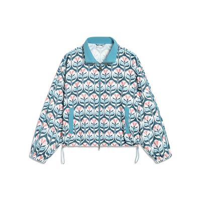 Li Ning All Over Print Casual Sportjack met Lange Mouwen Damesjassen Blauw Roze AJDT486-1