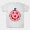 Asian Size Cotton Unisex Tshirt Print T-shirt Pink Glowing Jack-O-Lantern Smiling Pumpkin T-shirt No-Cut Print Regular Fit