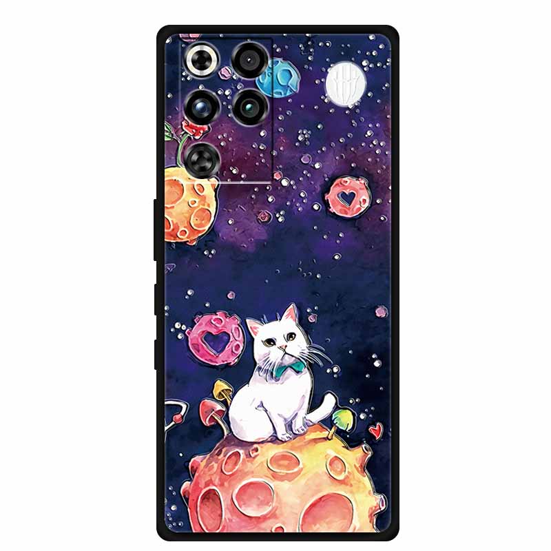 For ZTE Nubia RedMagic 11 Pro 5G Case 3D Emboss Flowers Relief Soft Black Silicone Back Cover For ZTE Nubia RedMagic 11Pro Funda